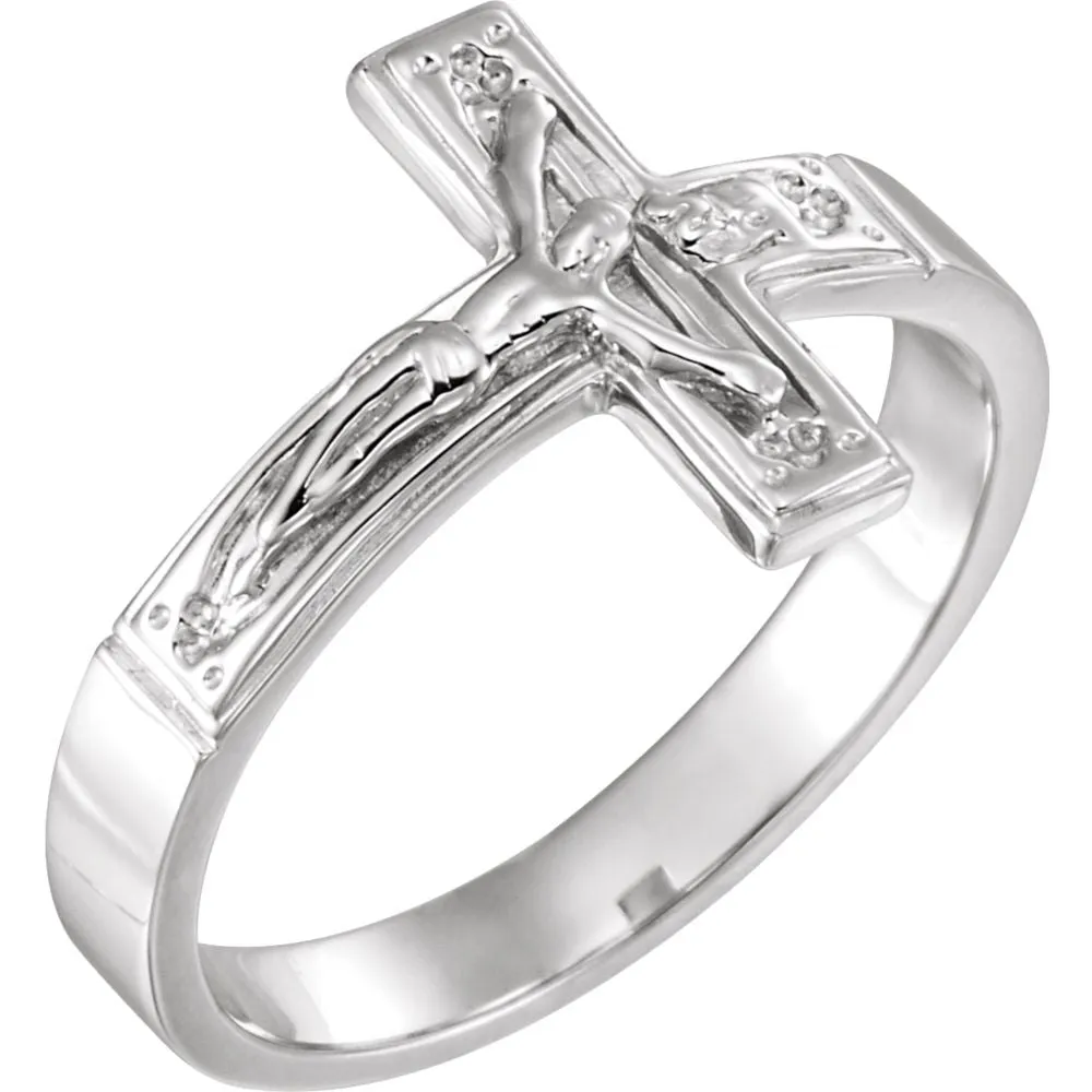 Sterling Silver Men's Crucifix Chastity Ring Size 11
