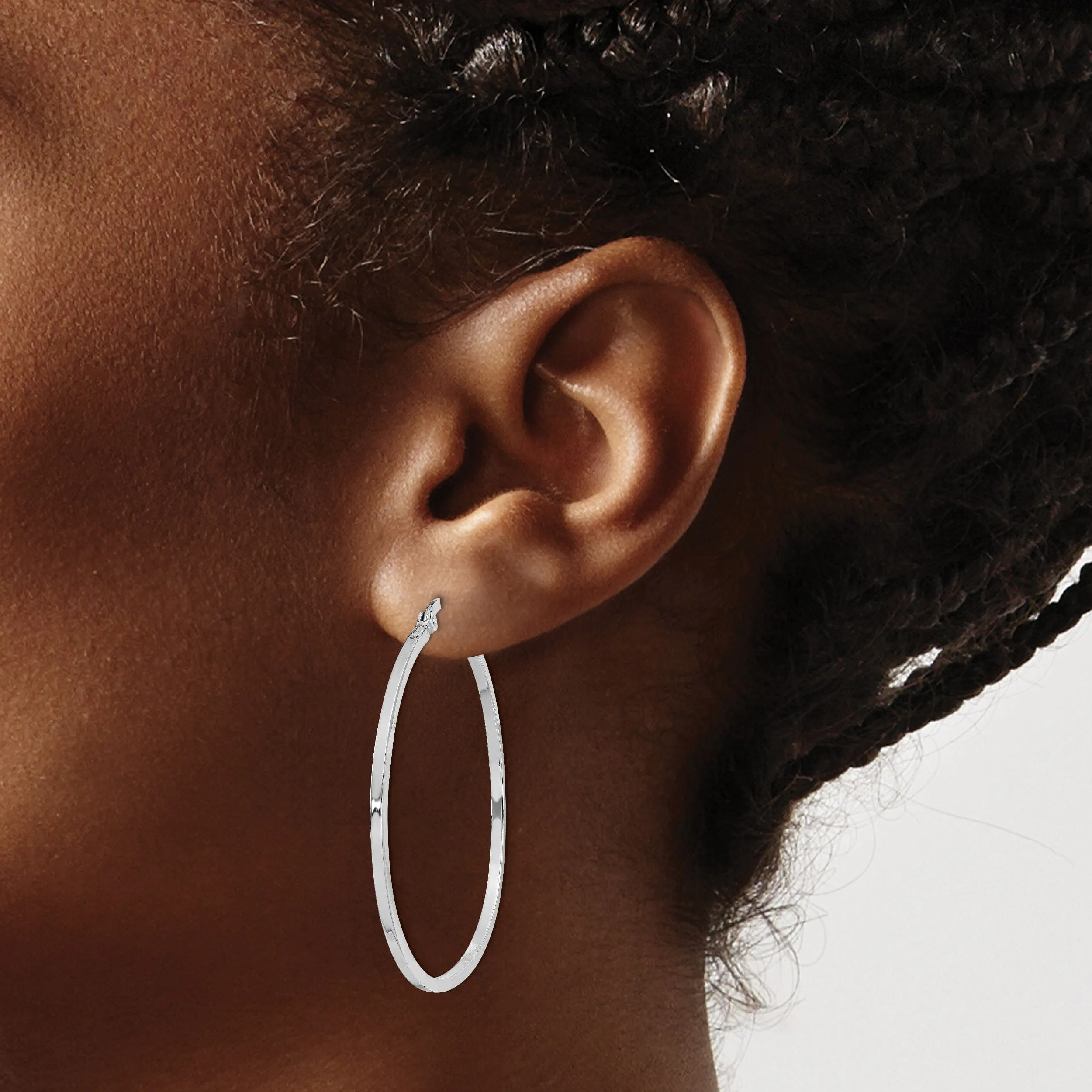 Sterling Silver Rhodium Finish Hinged Earrings