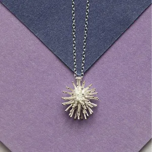 Sterling Silver Spiked Flower Necklace