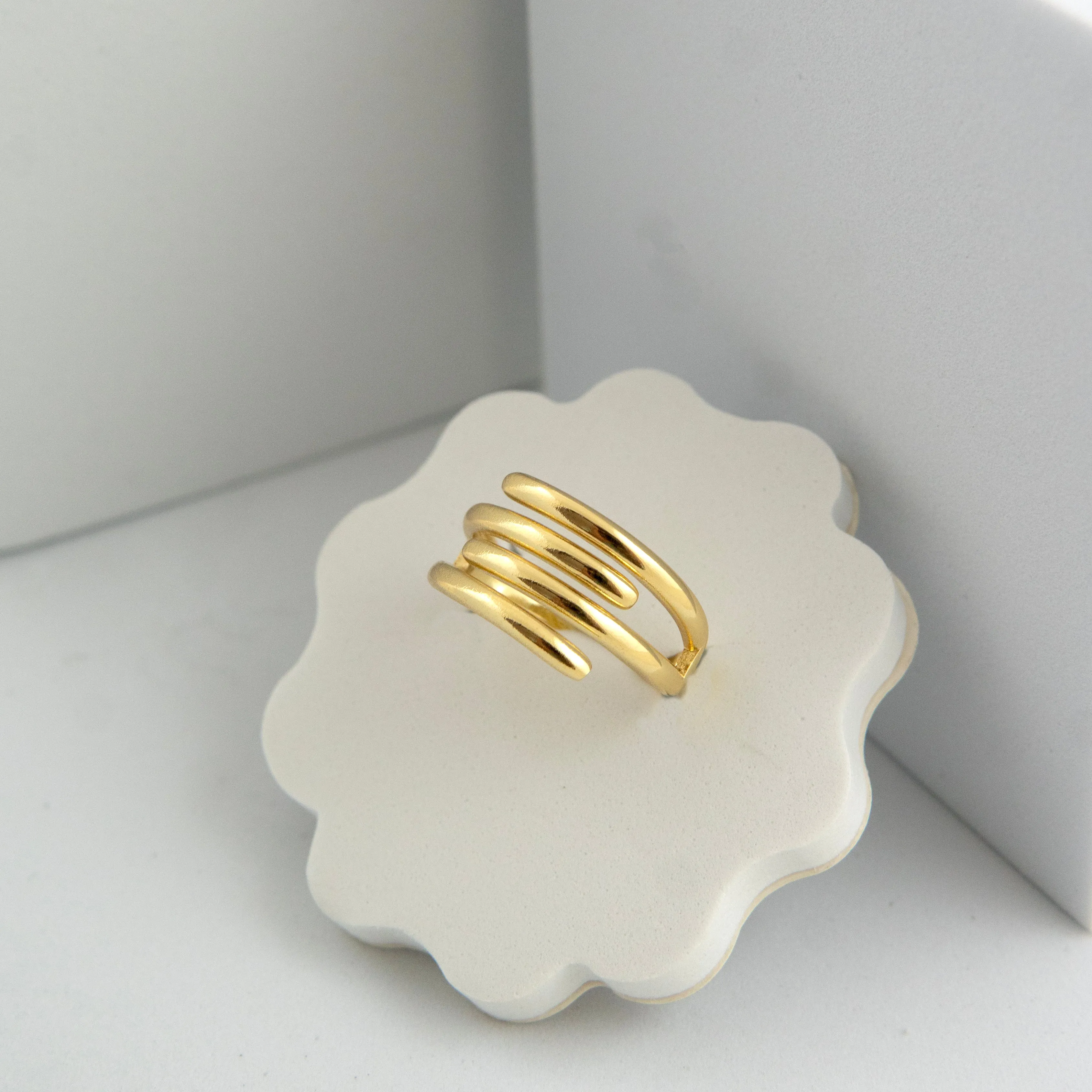 Strip Clasp Adjustable Ring Gold Plated
