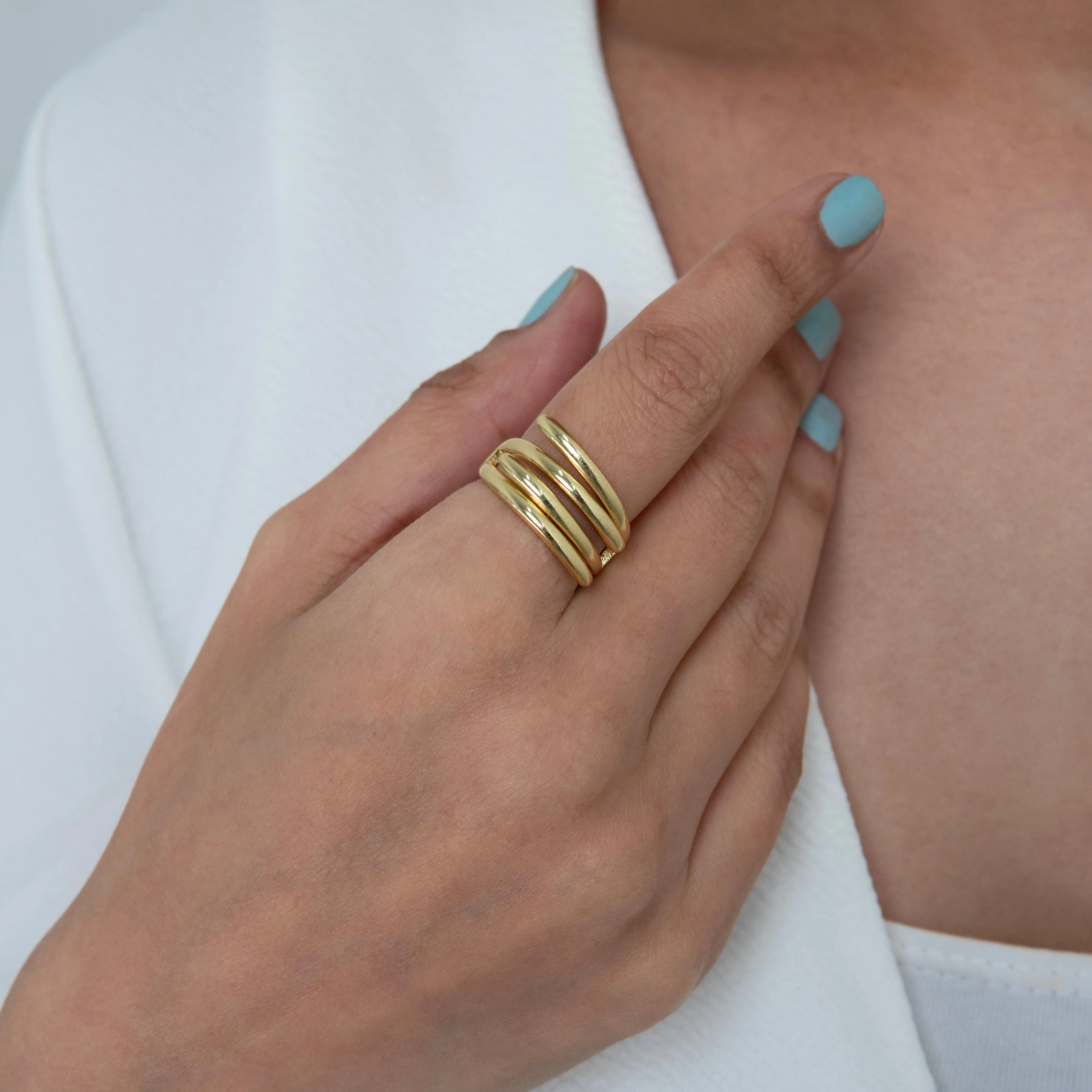 Strip Clasp Adjustable Ring Gold Plated