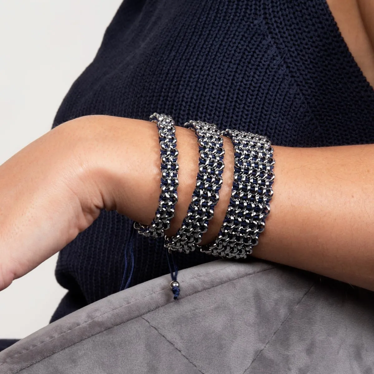 Sumatran Elephant Links | Original Kismet Bracelet | Blue x  Silver