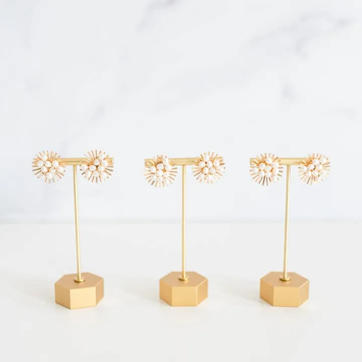 Sunburst Pearl Statement Stud Earrings
