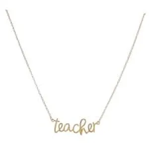 Teacher Cursive Gold Necklace