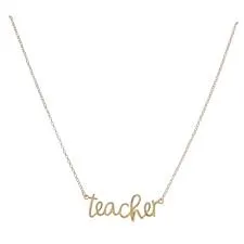 Teacher Cursive Gold Necklace
