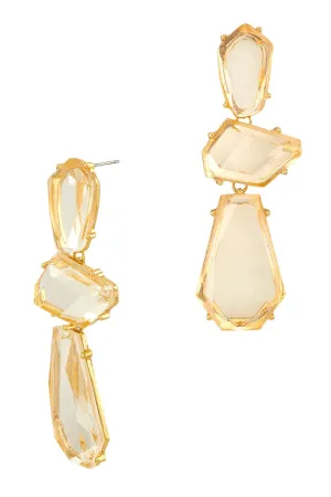 That Glamour Clear & Gold Stones Earrings