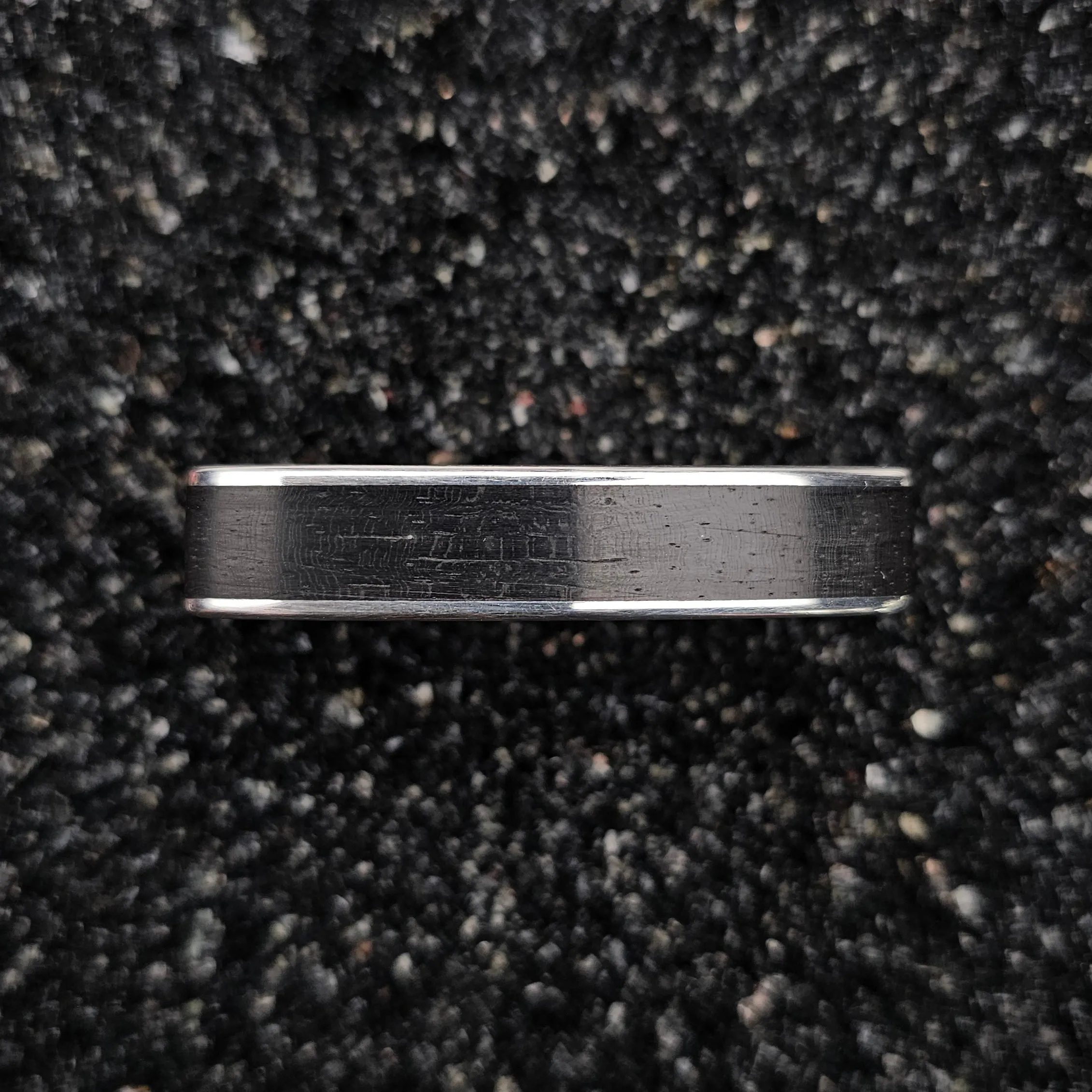 The Horizon (Ebony Wood & Continuum Silver Two Finger Ring)