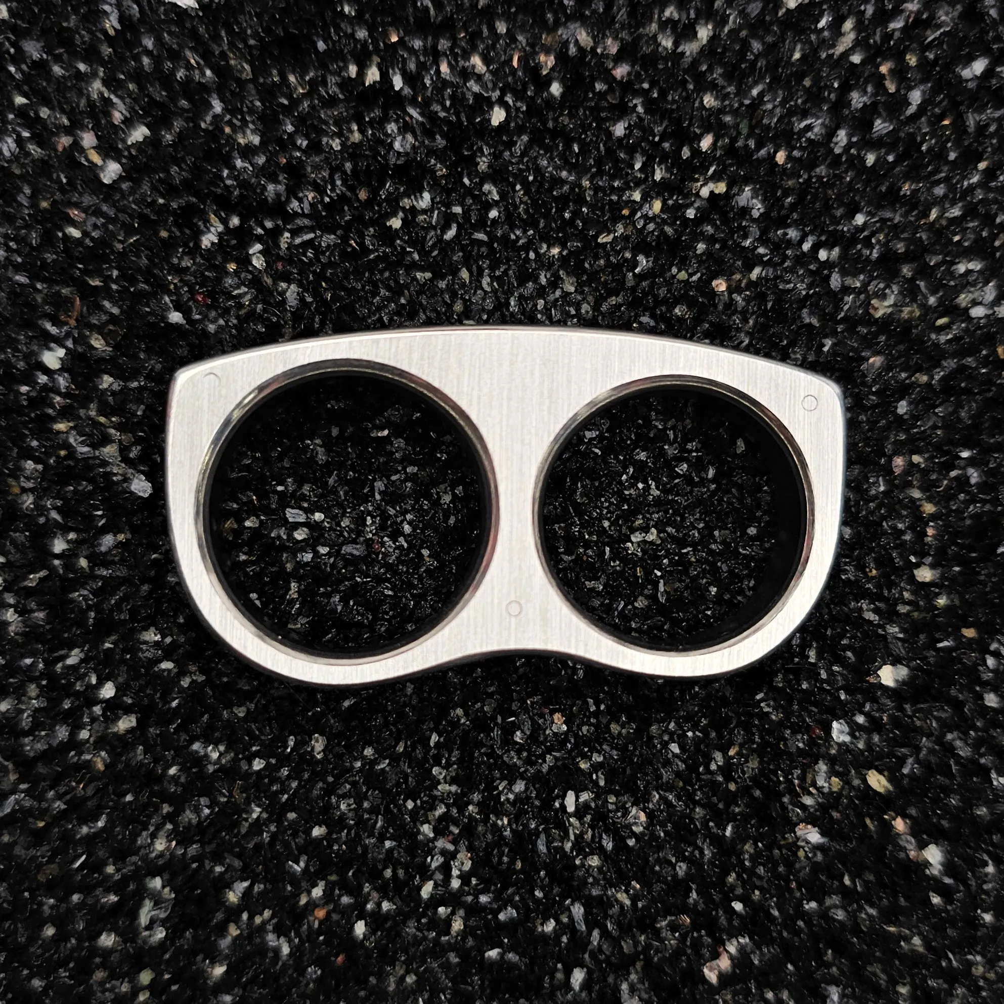 The Horizon (Ebony Wood & Continuum Silver Two Finger Ring)