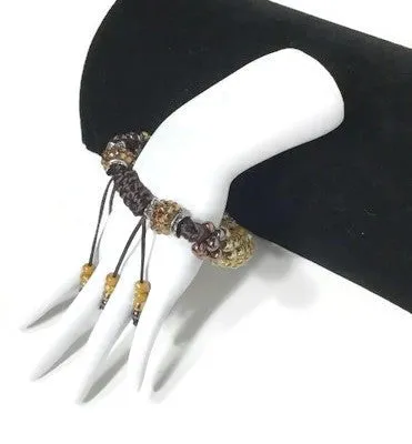 The Topaz beaded bracelet, woman size, topaz brown kumihimo wristlet, Boho-style, with macrame clasp