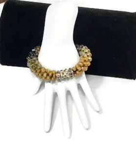 The Topaz beaded bracelet, woman size, topaz brown kumihimo wristlet, Boho-style, with macrame clasp
