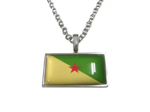 Thin Bordered French Guiana Flag Pendant Necklace