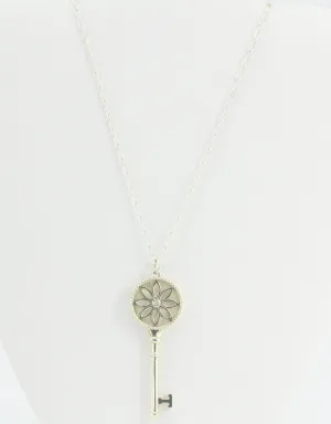 Tiffany & Co Sterling Silver Daisy Key Diamond Pendant & Chain