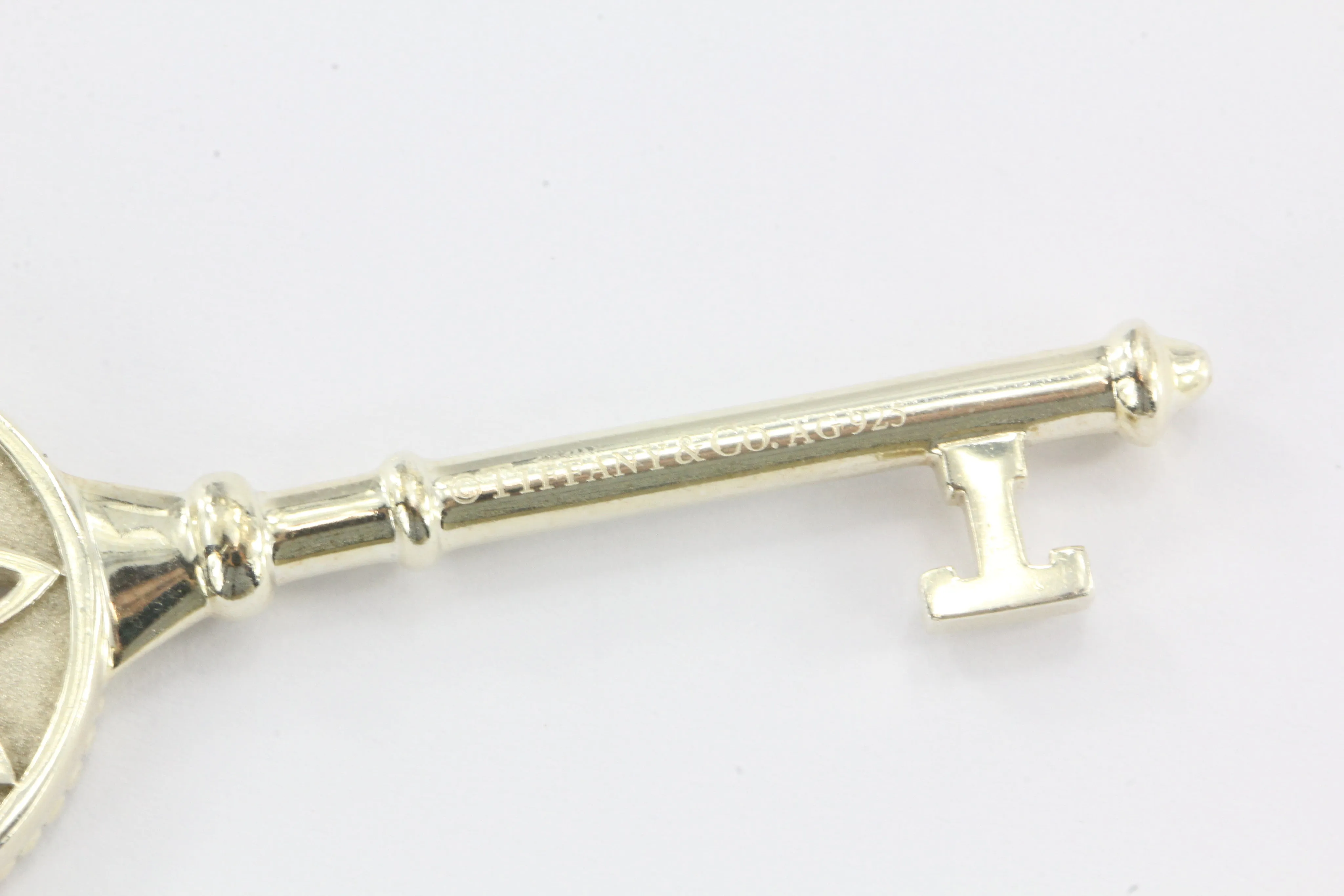 Tiffany & Co Sterling Silver Daisy Key Diamond Pendant & Chain