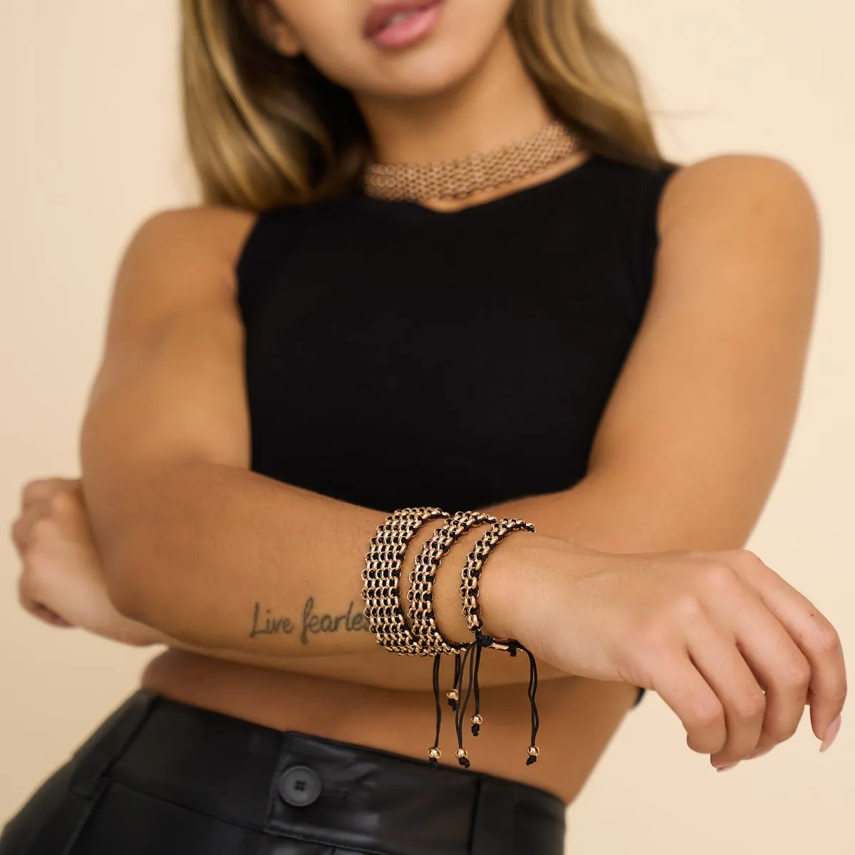 Tiger Links | Deluxe Kismet Bracelet | Black x Rose Gold