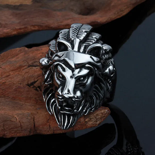Titanium Steel Lion Head Rings For Men Allergy Free Punk Rock Jewelry Non-Mainstream Cool Mens Rings Party Accessory Friendship