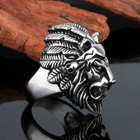 Titanium Steel Lion Head Rings For Men Allergy Free Punk Rock Jewelry Non-Mainstream Cool Mens Rings Party Accessory Friendship
