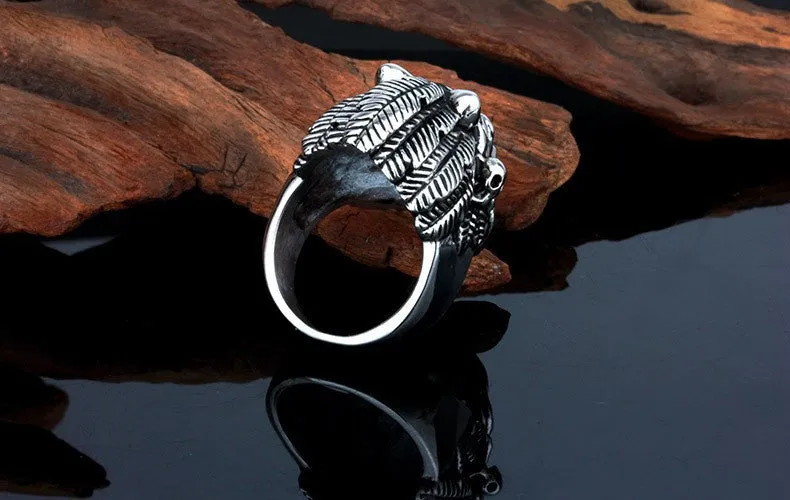 Titanium Steel Lion Head Rings For Men Allergy Free Punk Rock Jewelry Non-Mainstream Cool Mens Rings Party Accessory Friendship
