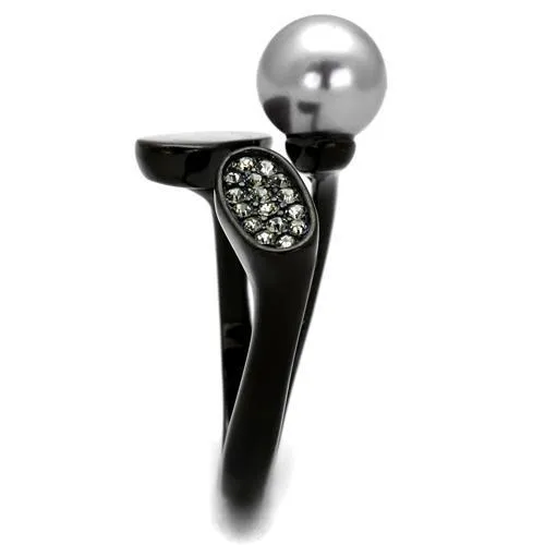 TK2493 IP Black(Ion Plating) Stainless Steel Ring with Synthetic in Gray