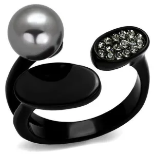 TK2493 IP Black(Ion Plating) Stainless Steel Ring with Synthetic in Gray