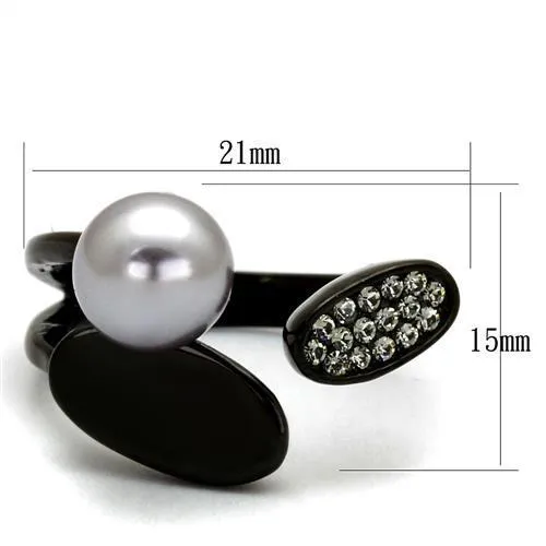 TK2493 IP Black(Ion Plating) Stainless Steel Ring with Synthetic in Gray