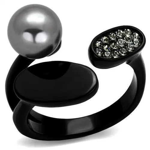 TK2493 IP Black(Ion Plating) Stainless Steel Ring with Synthetic in Gray