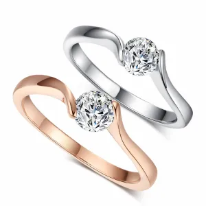 Top Quality Concise Crystal Ring Rose Gold Plated Austrian Crystals Full Sizes