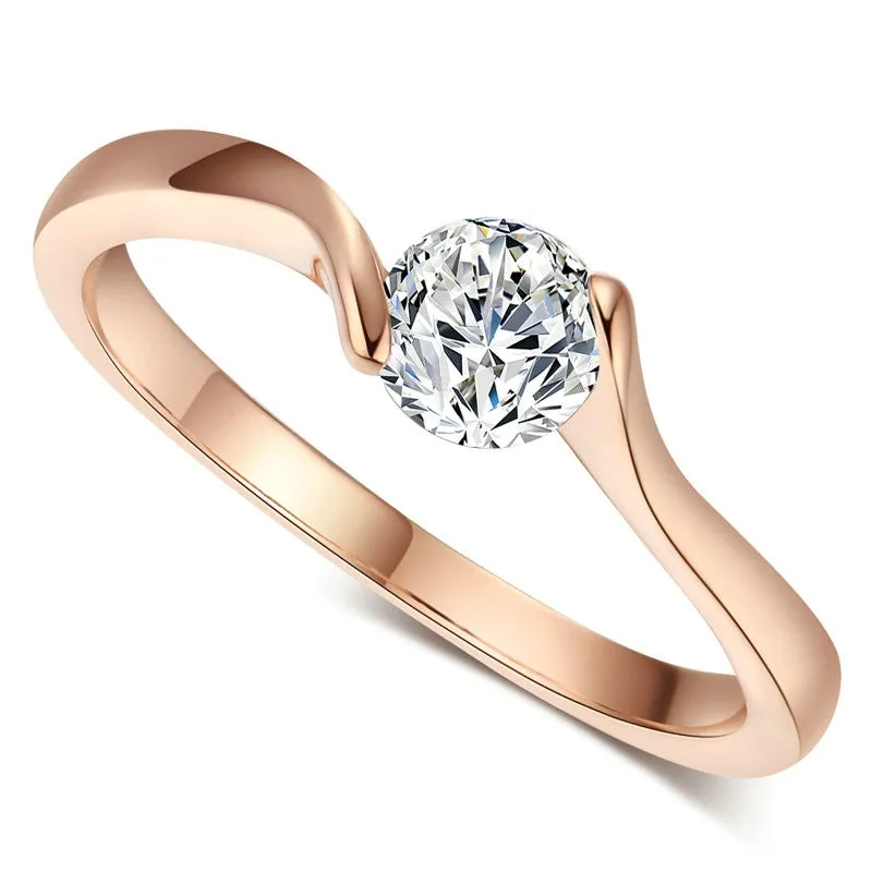 Top Quality Concise Crystal Ring Rose Gold Plated Austrian Crystals Full Sizes