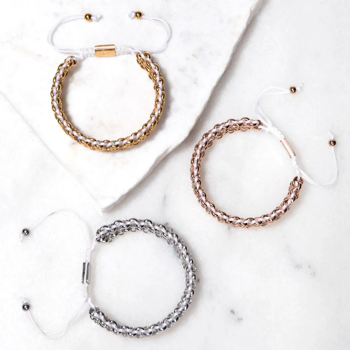 Tree Sloth Links | Original Kismet Bracelet | White x Rose Gold