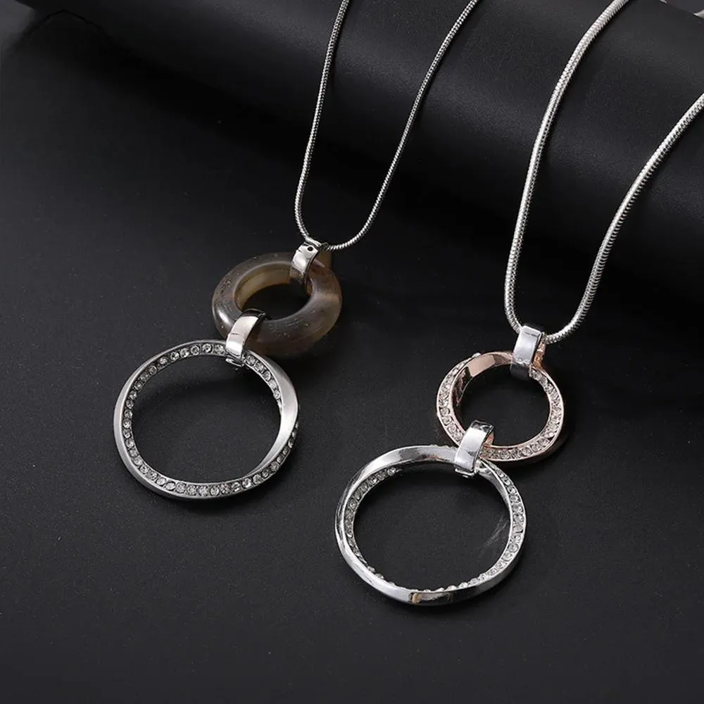 Trendy Alloy Natural Stone Necklace for Women Vintage Long Chains Suspension Pendant