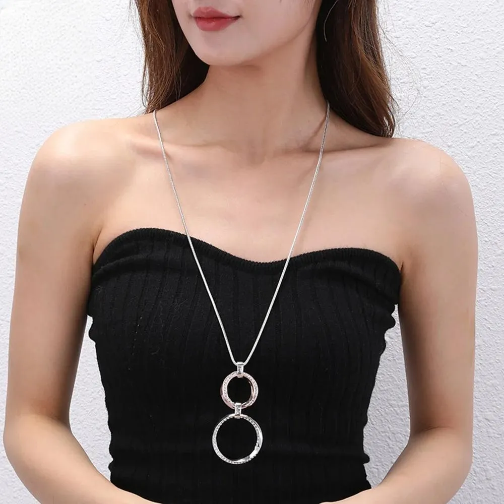 Trendy Alloy Natural Stone Necklace for Women Vintage Long Chains Suspension Pendant