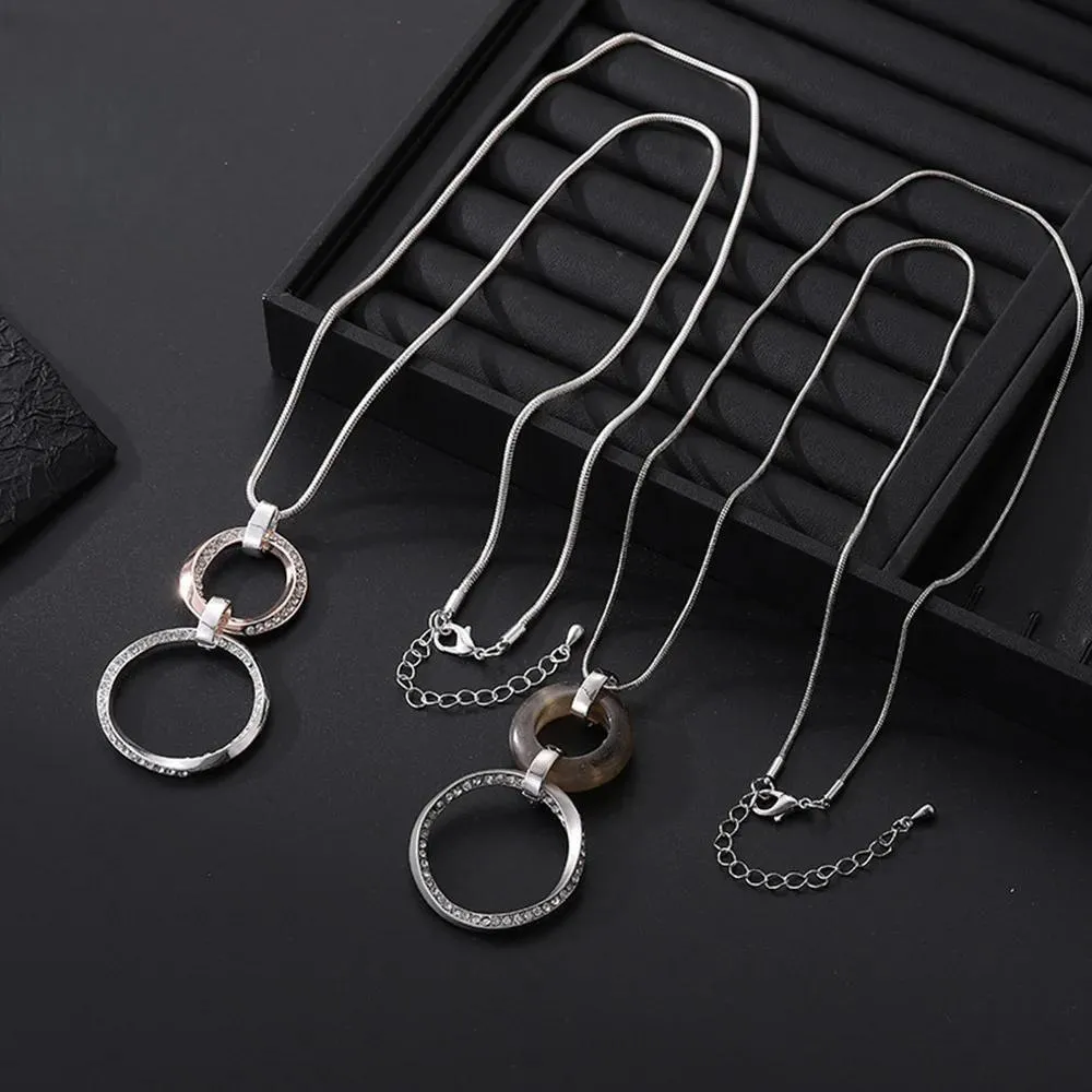 Trendy Alloy Natural Stone Necklace for Women Vintage Long Chains Suspension Pendant