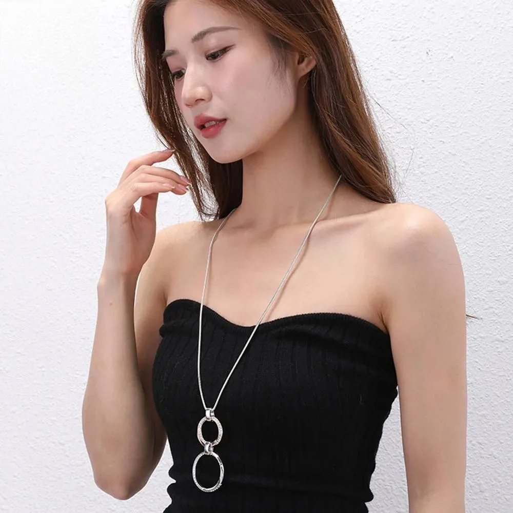 Trendy Alloy Natural Stone Necklace for Women Vintage Long Chains Suspension Pendant