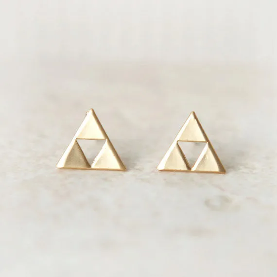 Tri Force Earrings in gold