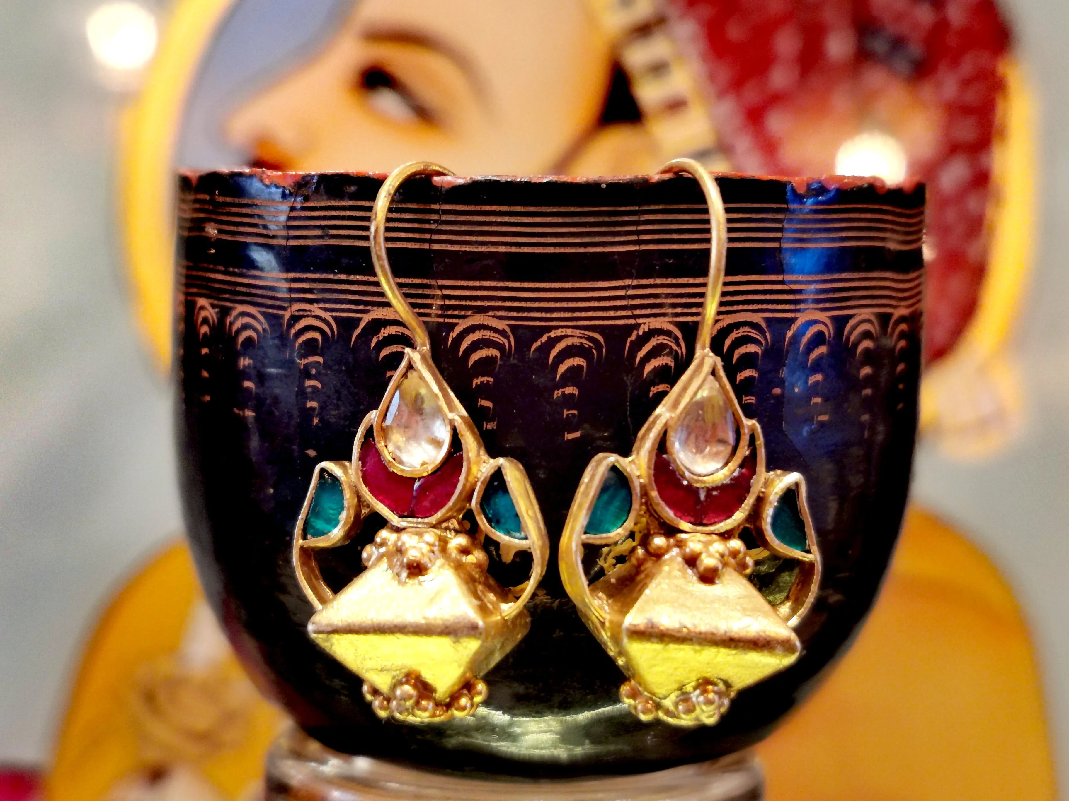Tribal geometric mughal earrings