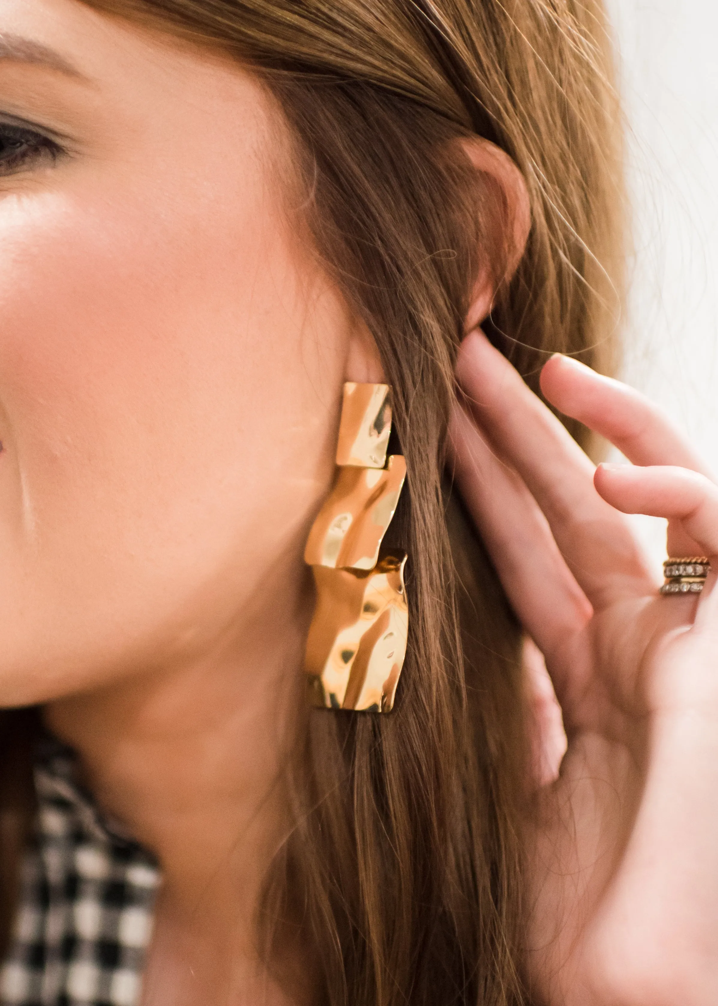 “Triple the Fun” Gold Statement Earrings