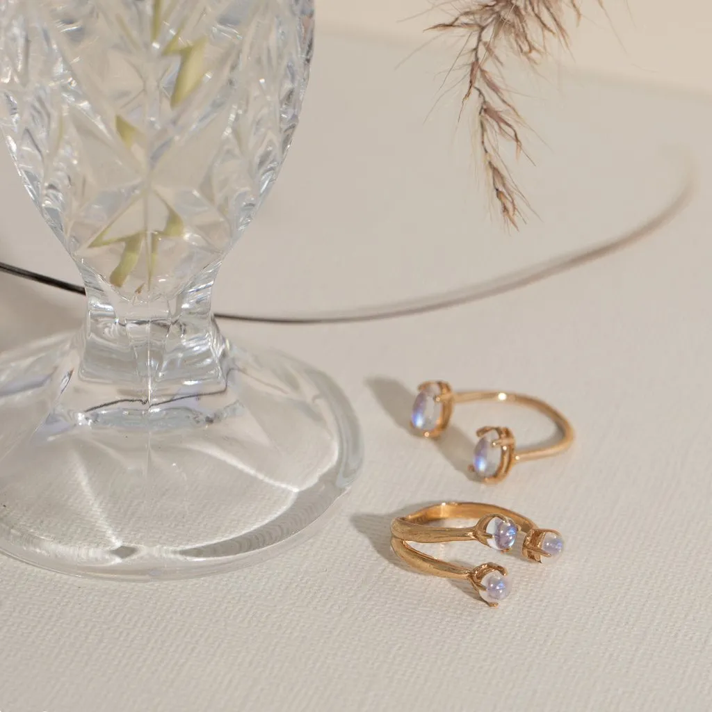 Triple Twisted Claw Ring with Stone in Moonstone
