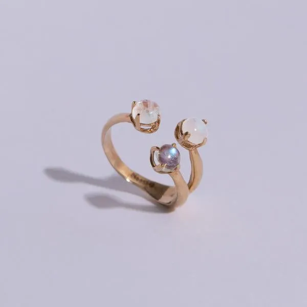 Triple Twisted Claw Ring with Stone in Moonstone