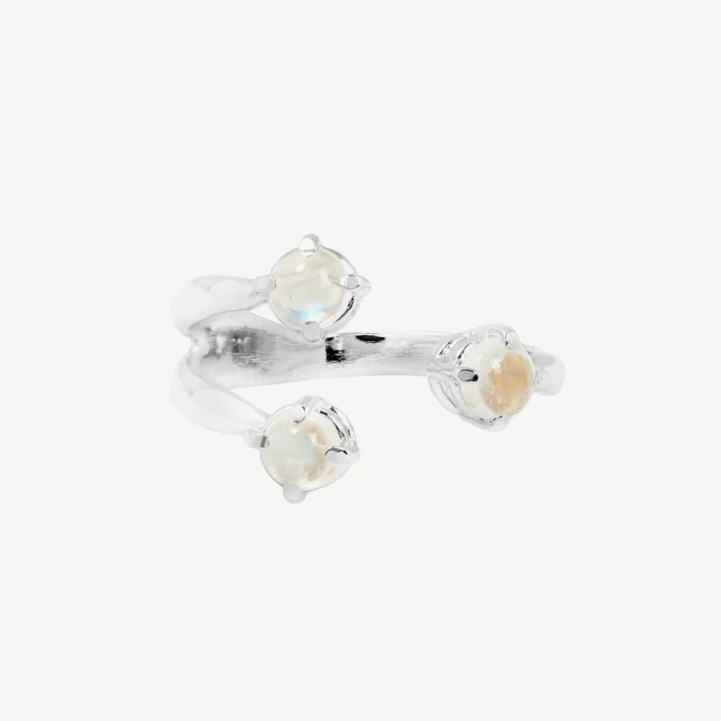 Triple Twisted Claw Ring with Stone in Moonstone