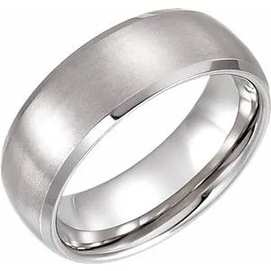 Tungsten 8 mm Beveled-Edge Band with Satin Finish Size 9.5