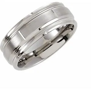 Tungsten 8 mm PVD Grooved Band Size 8
