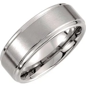 Tungsten 8 mm Rounded Edge Band with Satin Finish Size 10.5