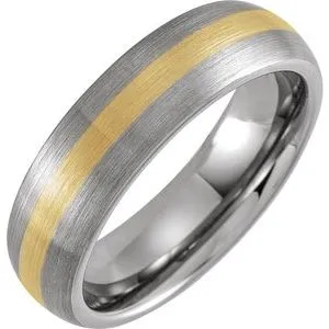 Tungsten & 18K Yellow Gold PVD 6 mm Domed Band Size 11