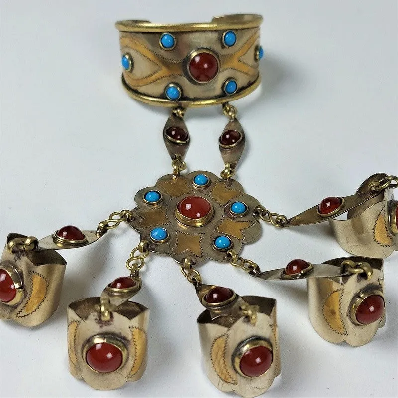 Turkmeni cuff & finger bracelet