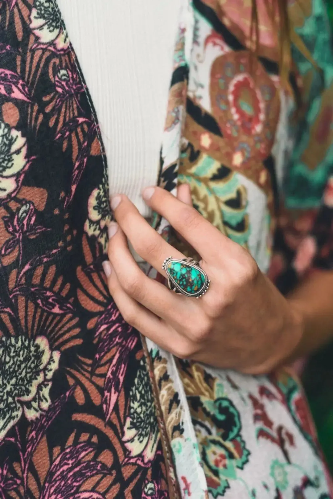 TURQUOISE RAINDROP ADJUSTABLE RING