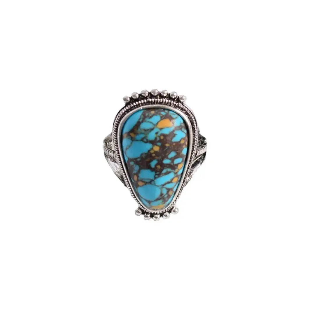 TURQUOISE RAINDROP ADJUSTABLE RING