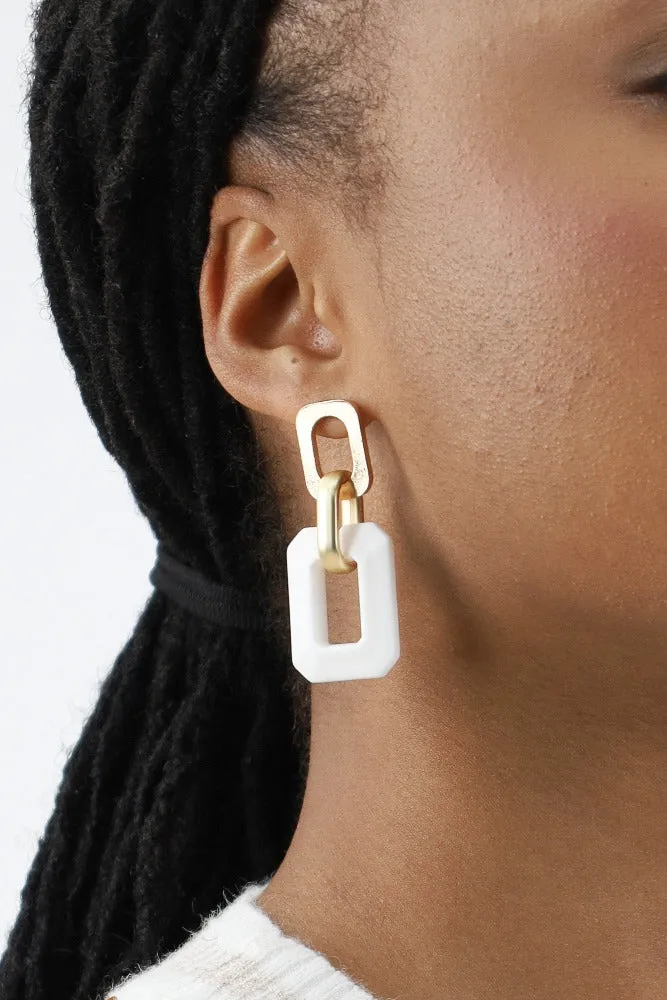 Two Drop Geometric Earrings -Black