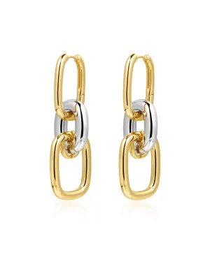 Two-Tone Chain Link Huggies
