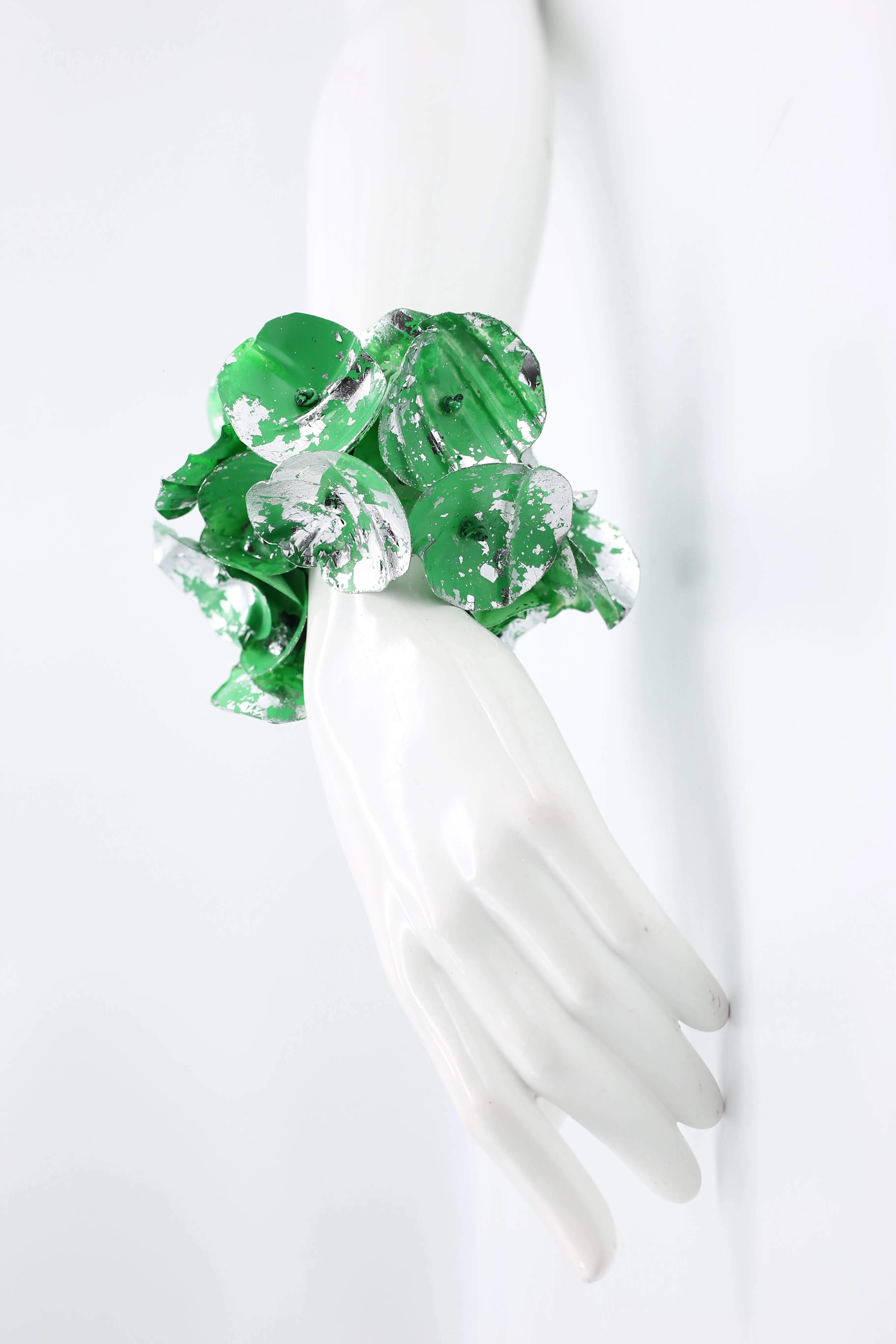 Upcycled plastic bottles - Big Aqua Water Lily leaf Bracelets
