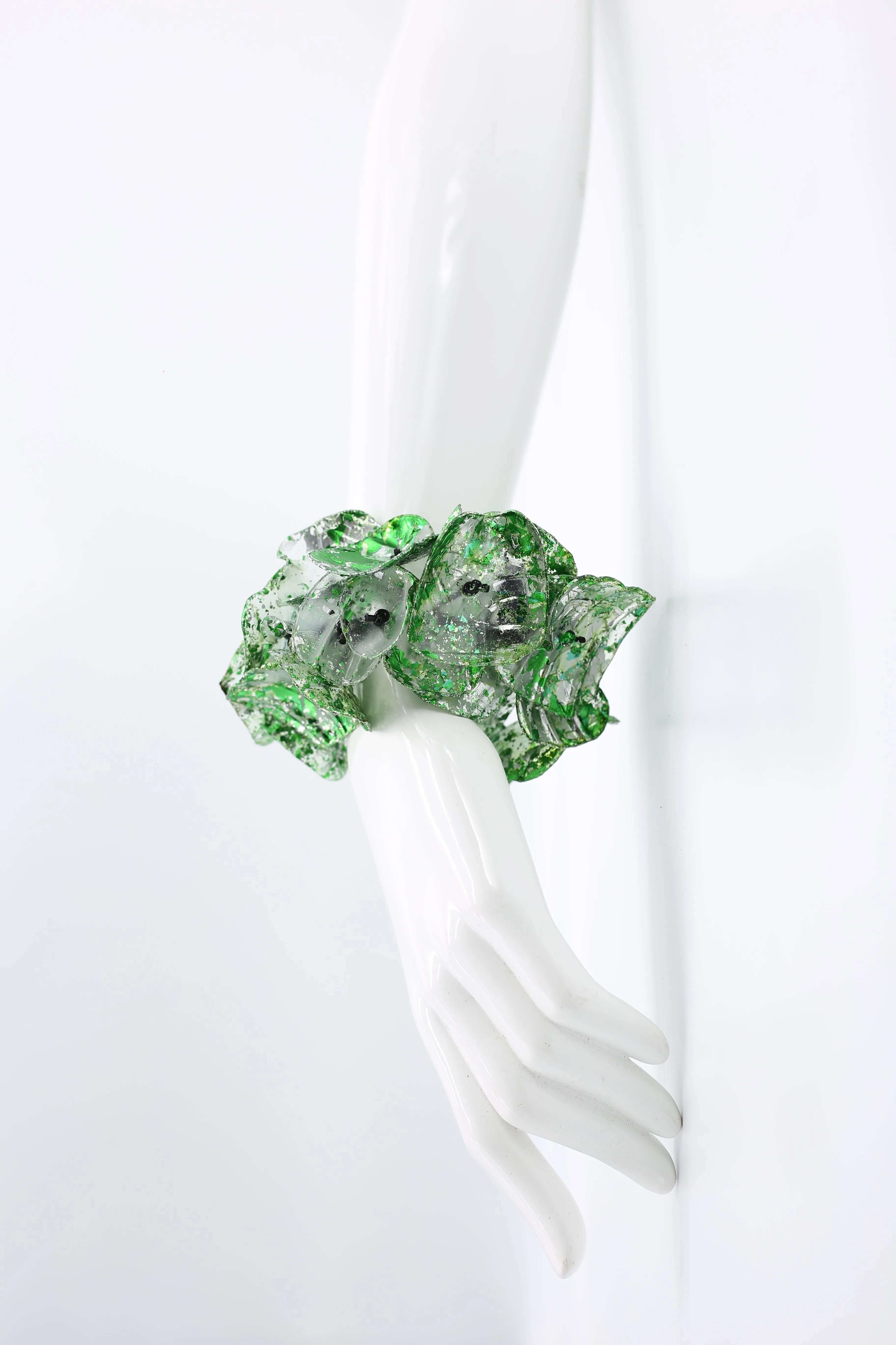 Upcycled plastic bottles - Big Aqua Water Lily leaf Bracelets