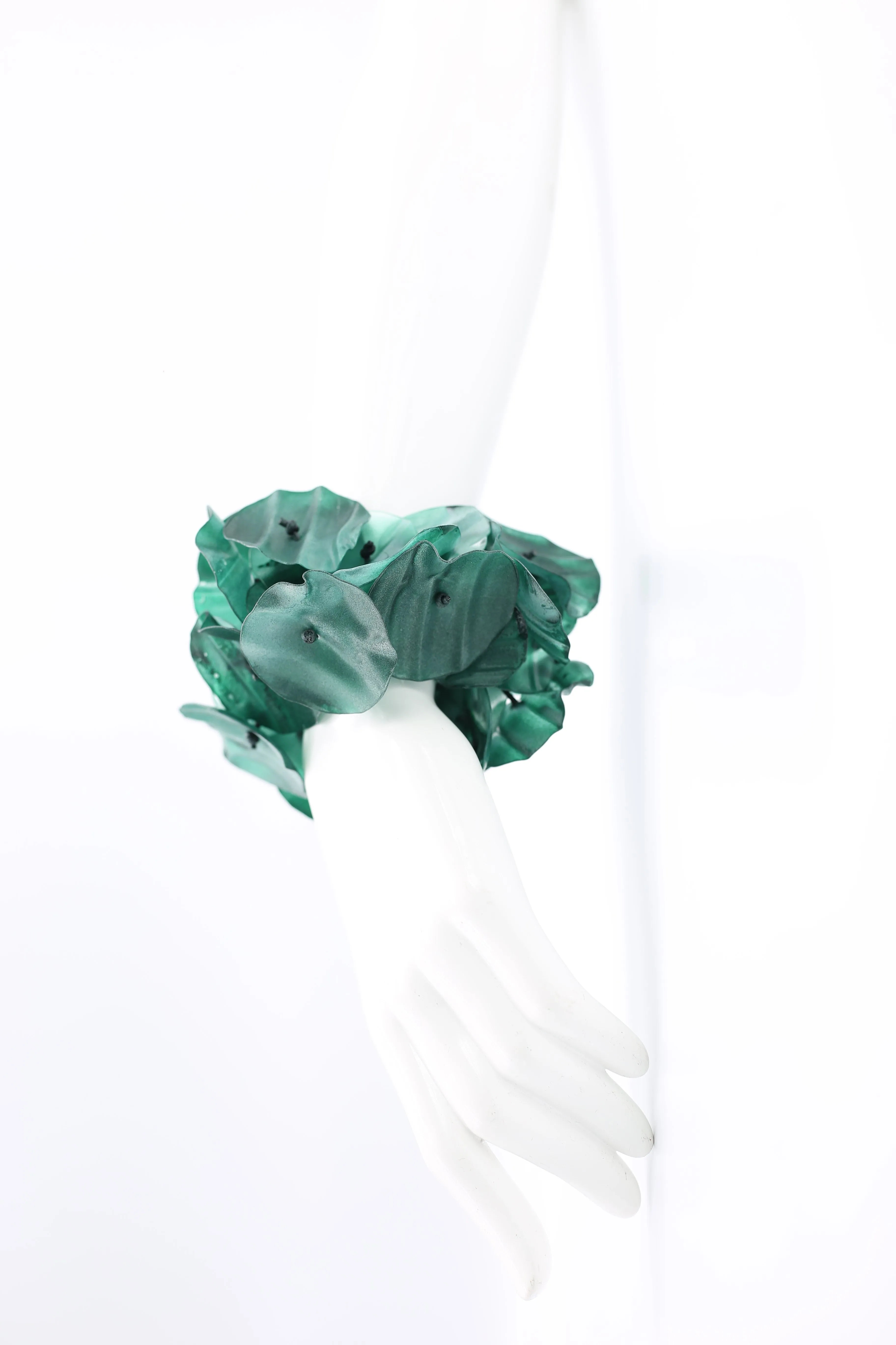 Upcycled plastic bottles - Big Aqua Water Lily leaf Bracelets